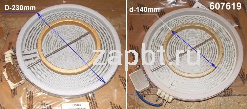 Стеклокерамическая конфорка 2-х зонная 2100/700w D210/120mm G607619 Москва