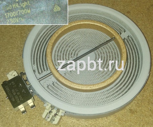 488000525921 Cтеклокерамическая конфорка Hilight 2-х зонная D200/125mm 1700/700w C00525921 Москва